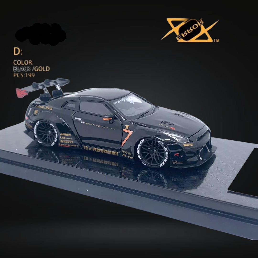 Nissan Skyline GT-R R35 Black Gold 1:64 by Error404 LB-Works Passenger Side View