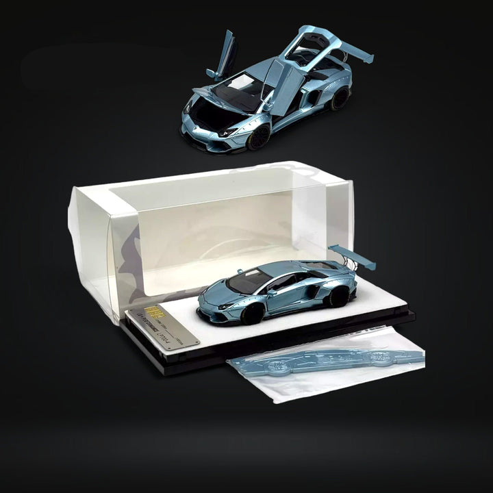 Lamborghini Aventador LP700-4 LBWK Ice Blue Fully Openable Ordinary 1:64 PGM-640411 by PGM