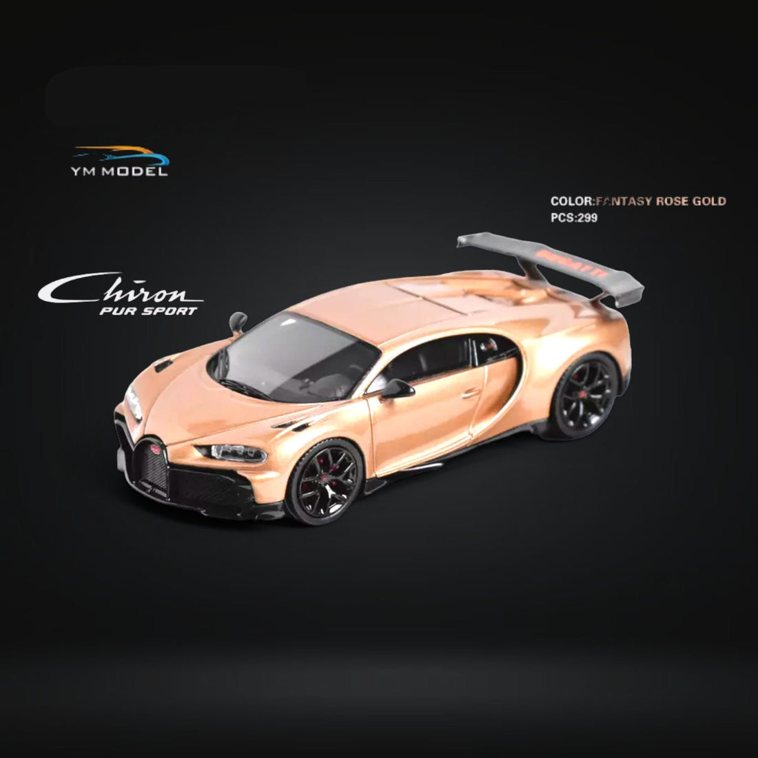 Bugatti Chiron PUR SPORT in Fantasy Rose Gold Limited to 299 Pcs 1:64 by YM Model