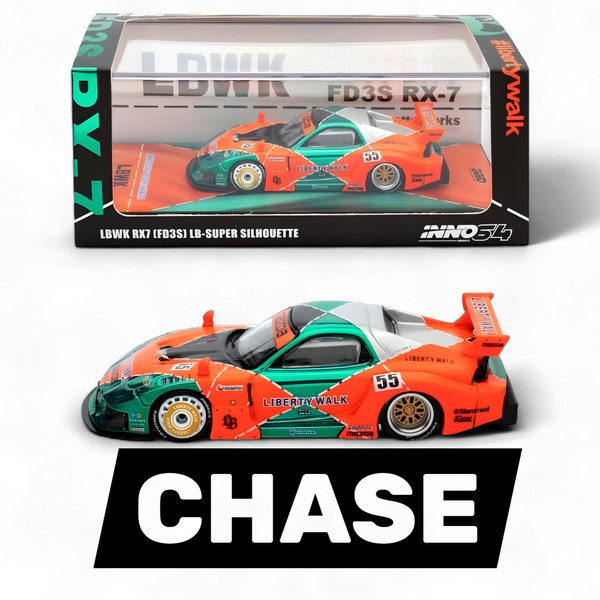 Mazda RX-7 LBWK FD3S CHASE Orange/Green MDX 24' 1:64 by