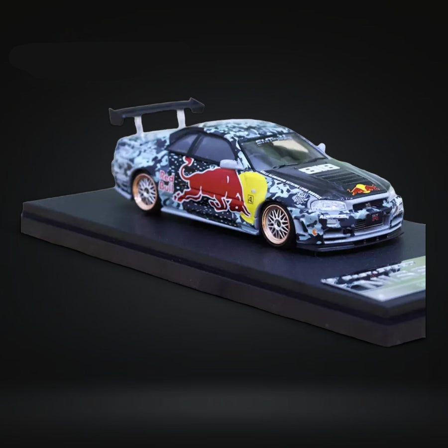 Nissan Skyline GT-R R34 Z-Tune in Red Bull Livery 1:64 Diecast 