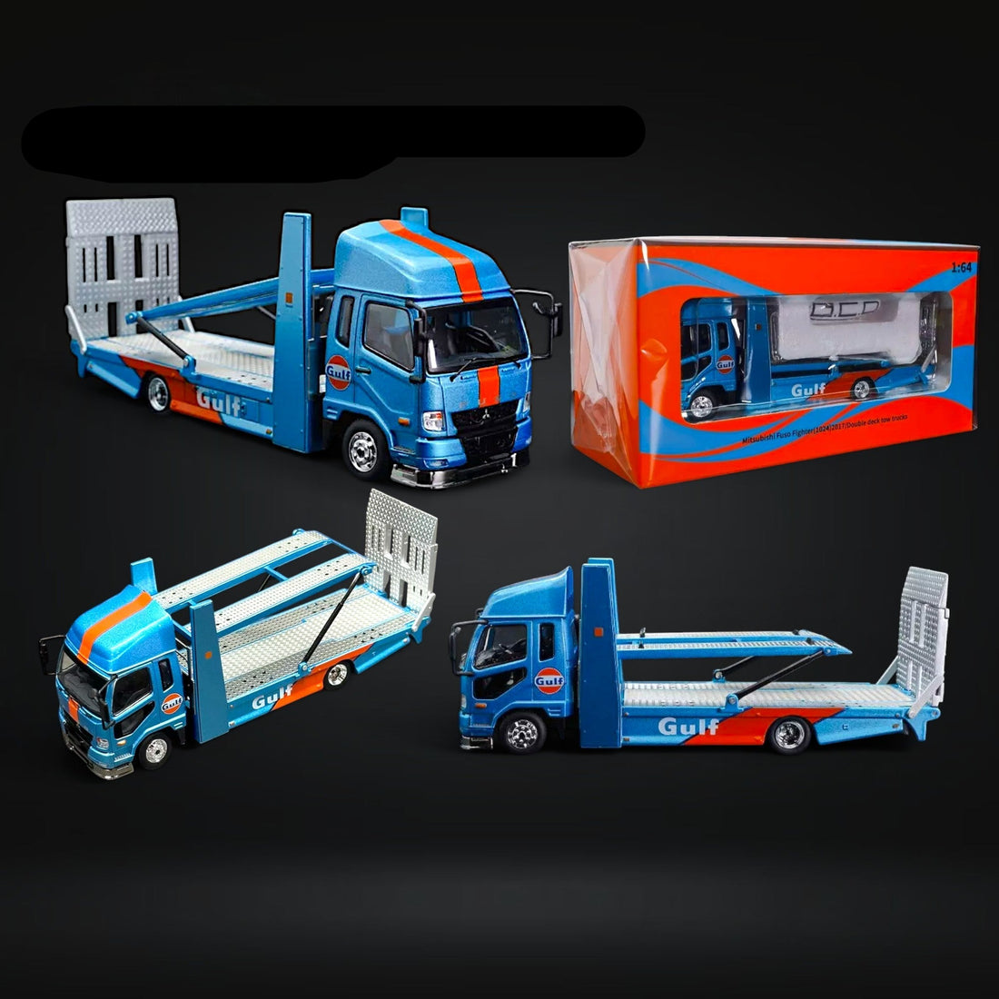 Mitsubishi Fuso Fighter Double-Decker MK2 Transport Truck Gulf Livery 1:64 by GCD