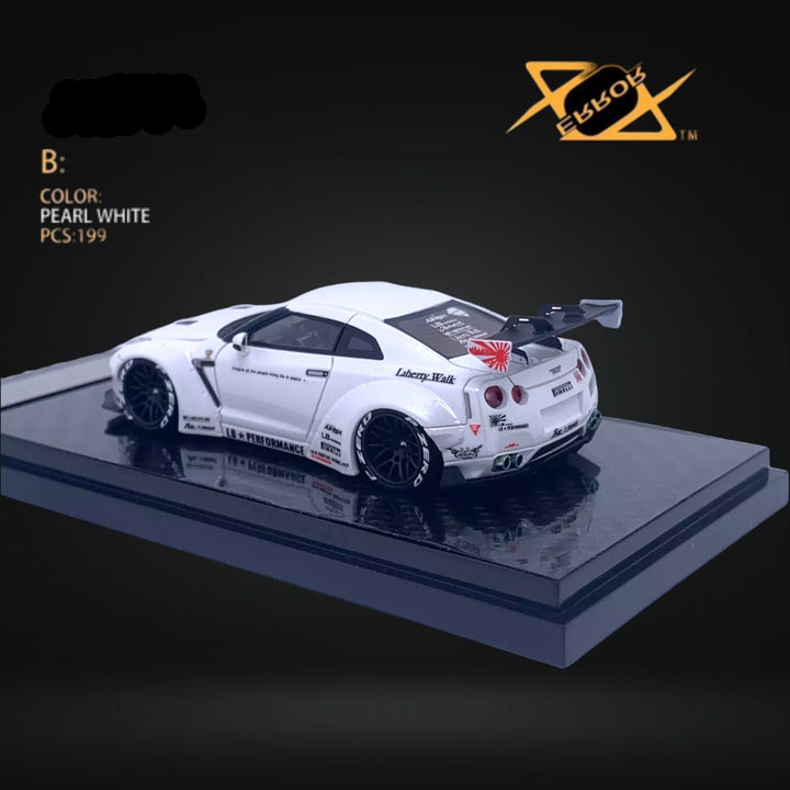 Nissan Skyline GT-R R35 Pearl White 1:64 by Error404 LB-Works Drives Side View