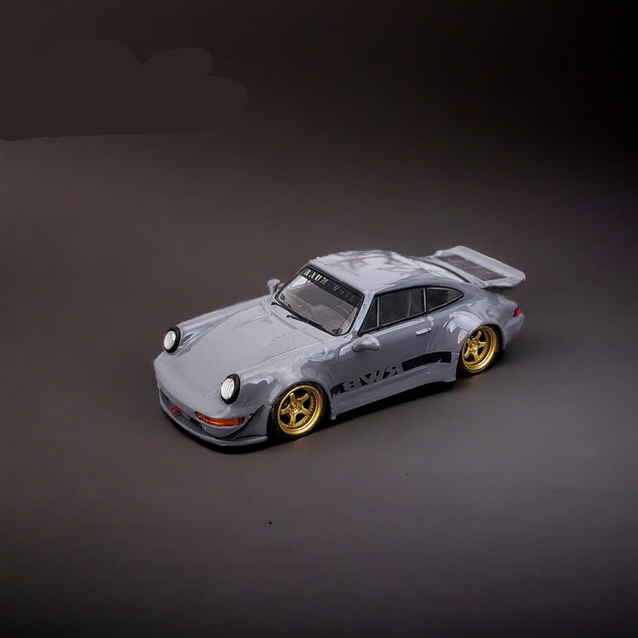 Porsche 964 RWB Whale Tale in Cement Gray 1:64 by Flame