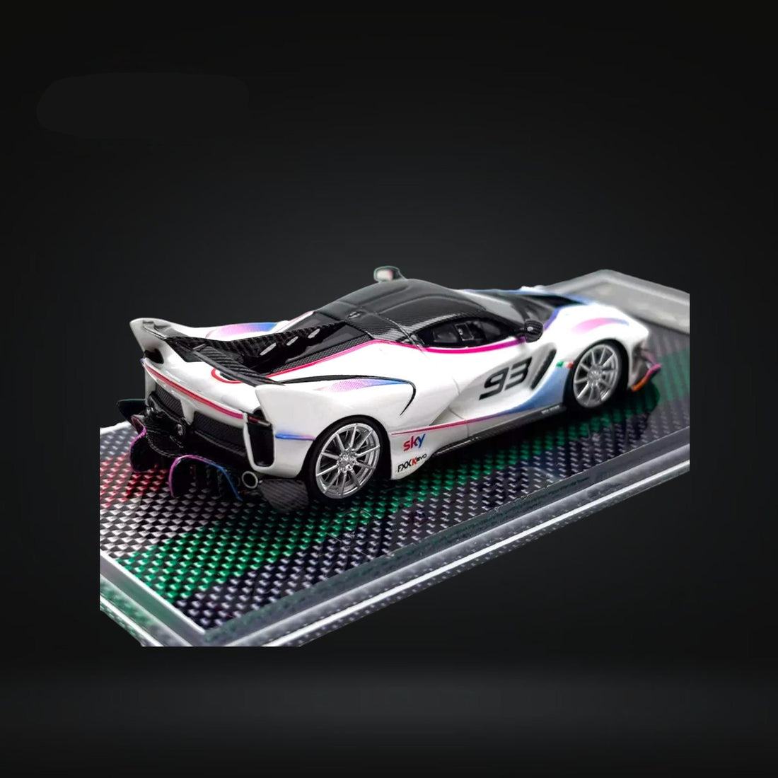 Ferrari FXX-K Evo White #93 Resin Limited Edition 1:64 by U2 Angled Rear View 2