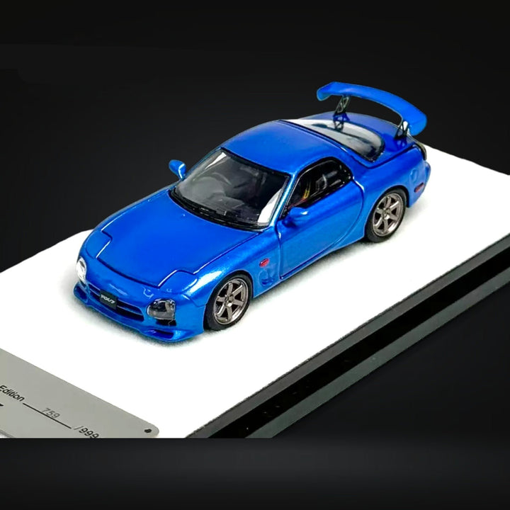 Mazda RX-7 FD3S Metallic Blue Fully Openeable Standard Base 1:64 by PGM