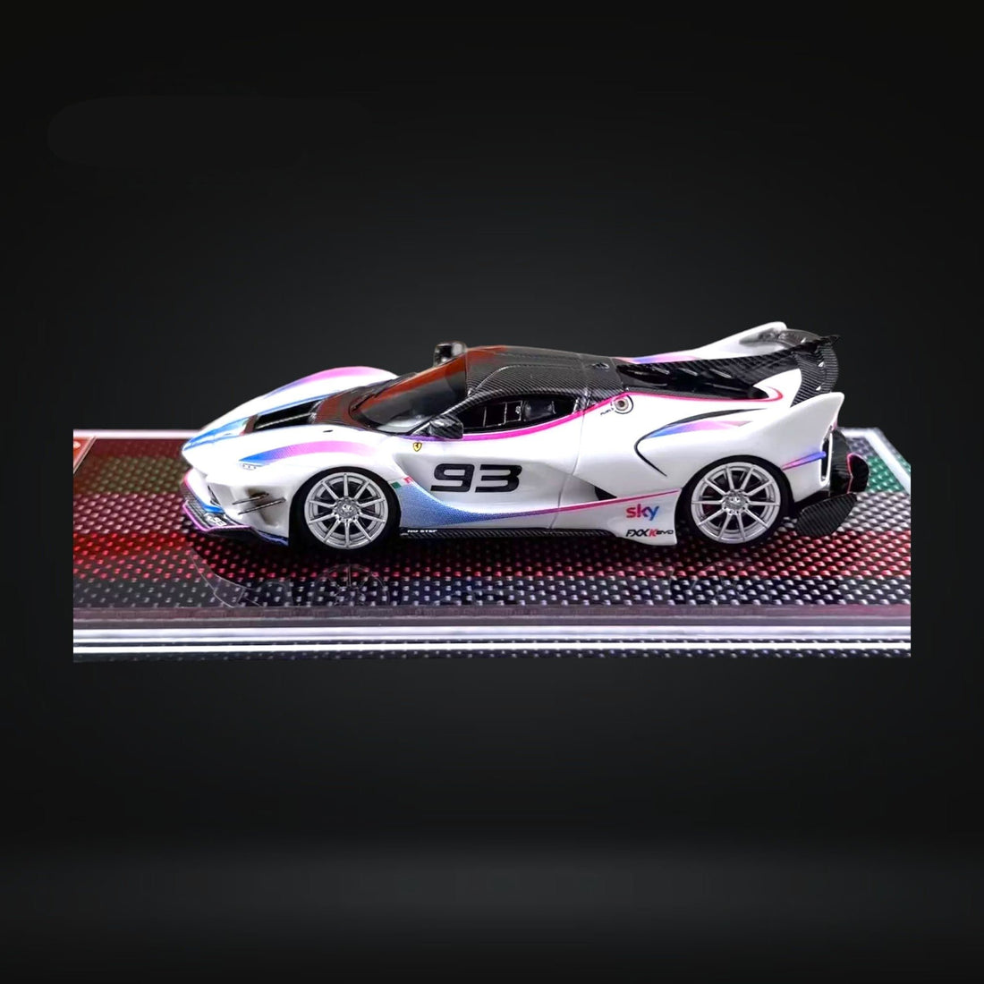 Ferrari FXX-K Evo White #93 Resin Limited Edition 1:64 by U2 Side Driver View