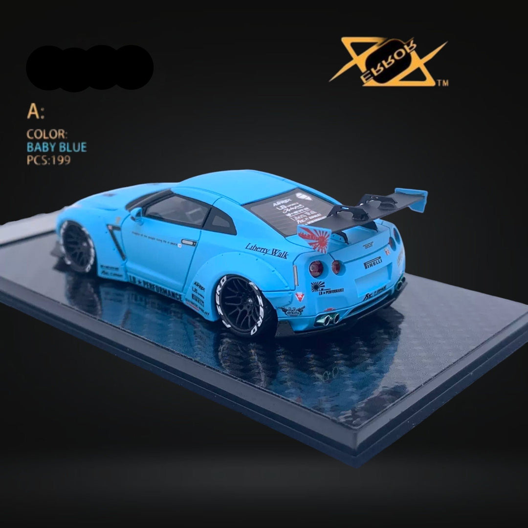 Nissan Skyline GT-R R35 Baby Blue 1:64 by Error404 LB-Works Rear View