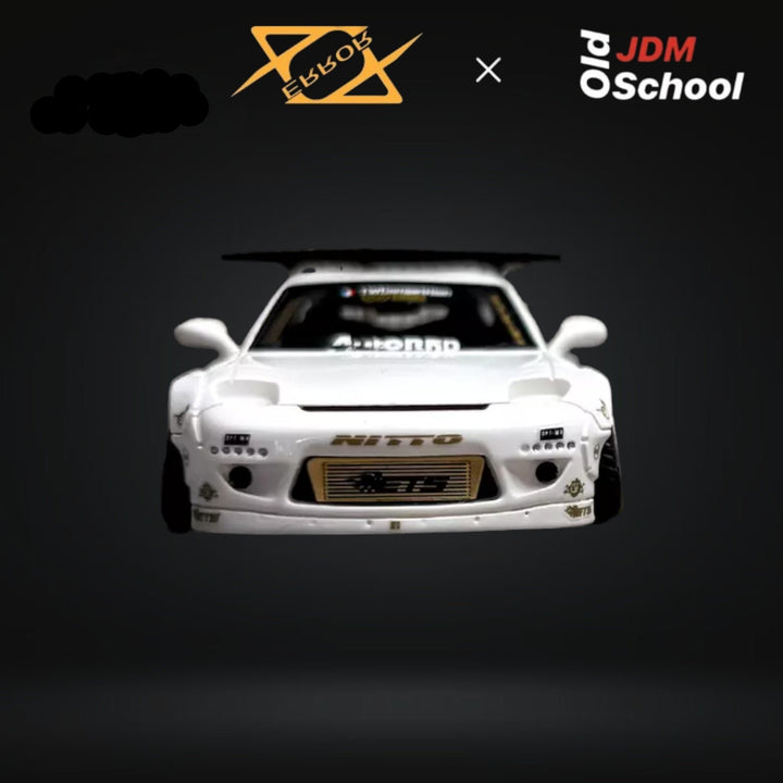 Mazda RX-7 Rocket Bunny in White 1:64 by Error404 Model x OLD SCHOOLJDM Front View