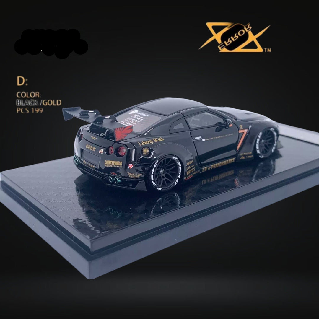 Nissan Skyline GT-R R35 Black Gold 1:64 by Error404 LB-Works Rear View