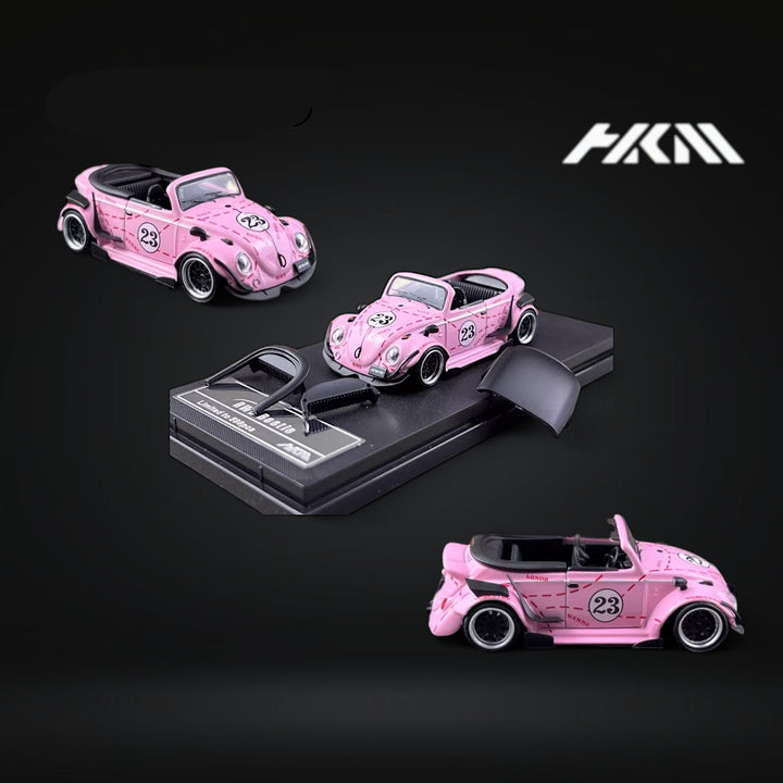 VW Beetle Convertible Cabriolet Pink Pig Livery 1:64 Limited to 599 Pcs by HKM Model