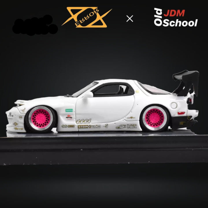 Mazda RX-7 Rocket Bunny in White 1:64 by Error404 Model x OLD SCHOOLJDM Side View