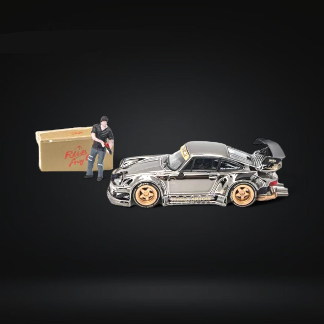 Porsche RWB 930 GT Chrome Stella Artois w/ Figure 1:64 by Star Model Side View