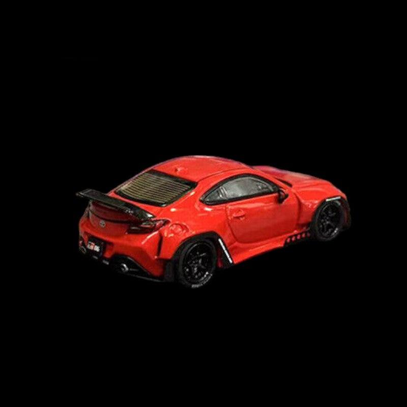 Toyota GR86 Rocket Bunny Pandem in Red 1:64 by Fuji Angled Rear View