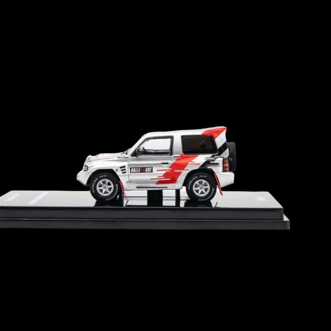 Mitsubishi Pajero Evolution "RALLIART" in Silver 1:64 by Inno64 IN64-EVOP-RAWSIL Side View