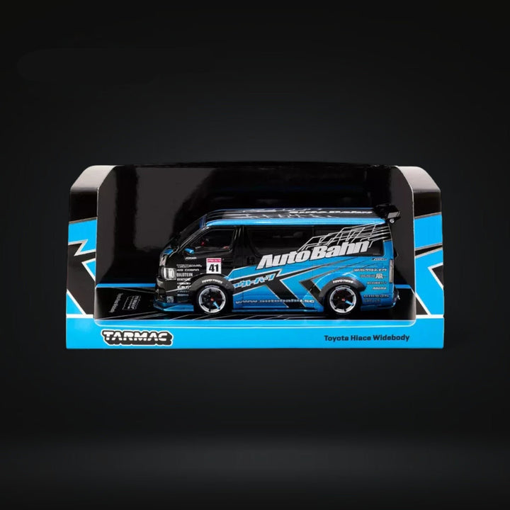 Toyota Hiace Van AutoBahn Blue / Blk 1:43 by Tarmac Works T43-024-BLU Package View