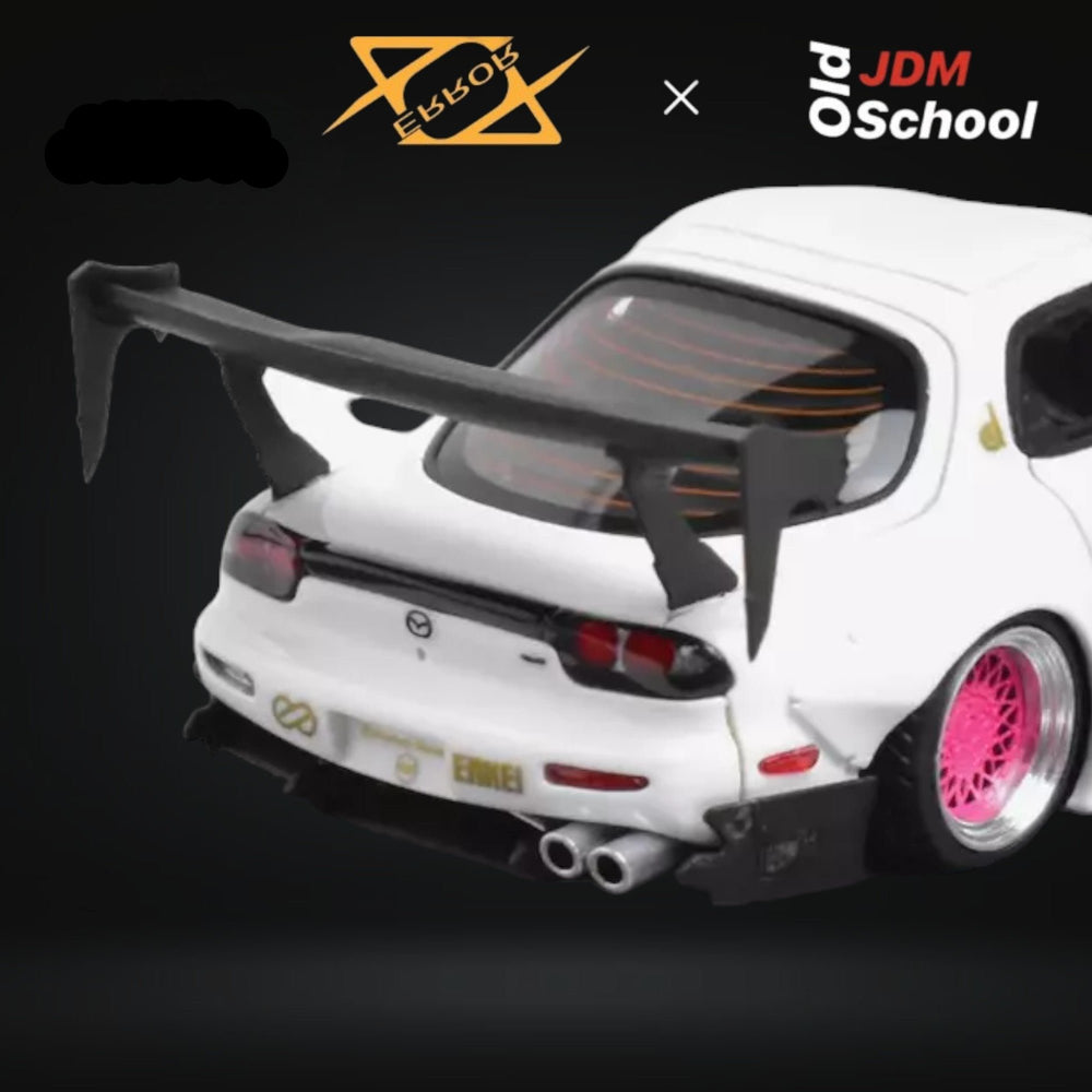 Mazda RX-7 Rocket Bunny in White 1:64 by Error404 Model x OLD SCHOOLJDM Rear View