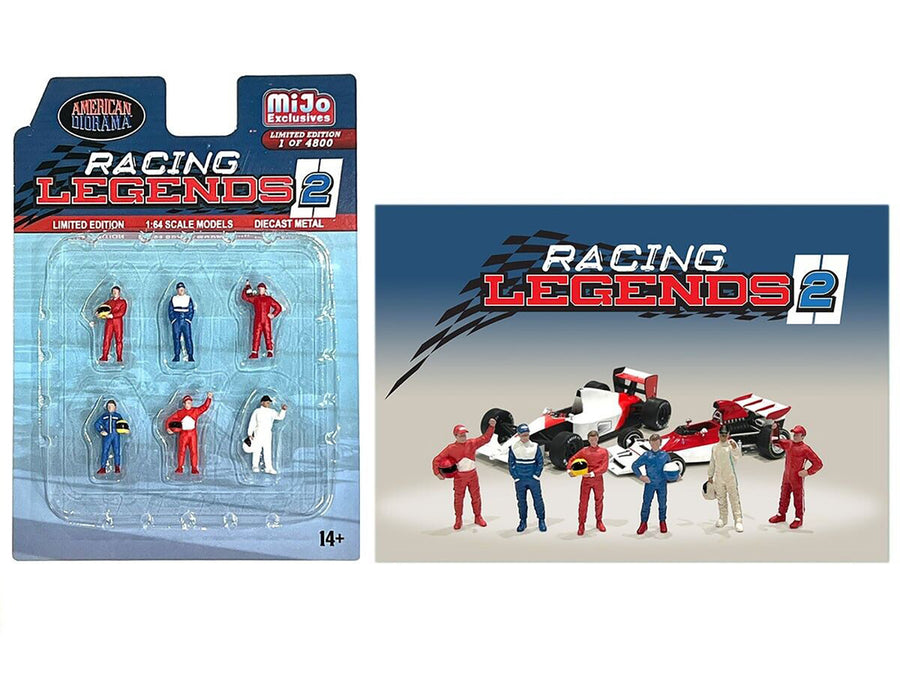 "Racing Legends 2" 6 piece Diecast Set (6 Driver Figures) Limited Edition to 4800 pieces Worldwide for 1/64 Scale Models by American Diorama-0