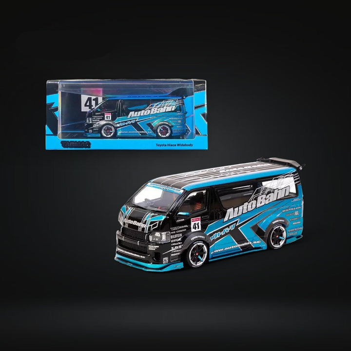 Toyota Hiace Van AutoBahn Blue / Blk 1:43 by Tarmac Works T43-024-BLU Open Package