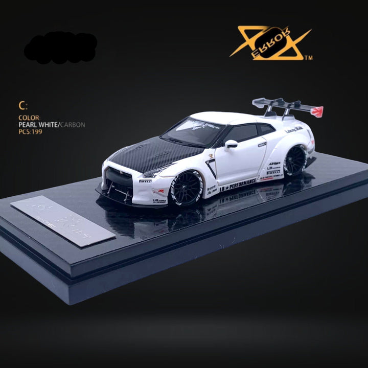 Nissan Skyline GT-R R35 Pearl White Carbon Hood 1:64 by Error404 LB-Works