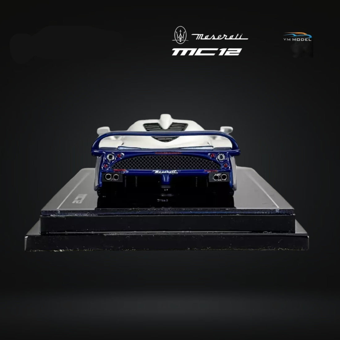 Maserati MC12 Stradale 2-Tone Blue / White Limited to 499 Pcs 1:64 by YM Model Rear View