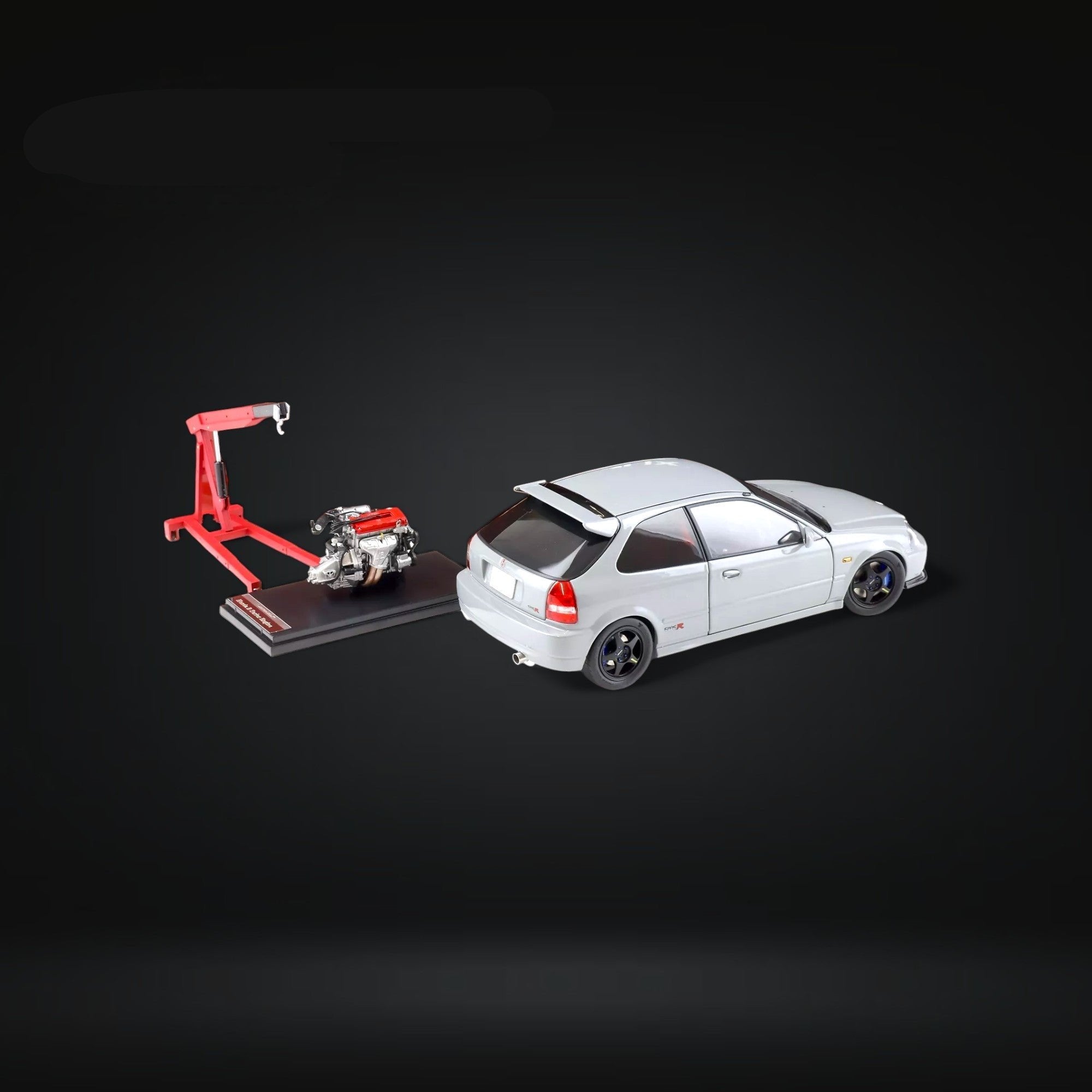 Honda Civic Type-R EK9 Nardo Grey With SW388 Wheels 1:18 by MOTORHELIX Angled Rear View 2