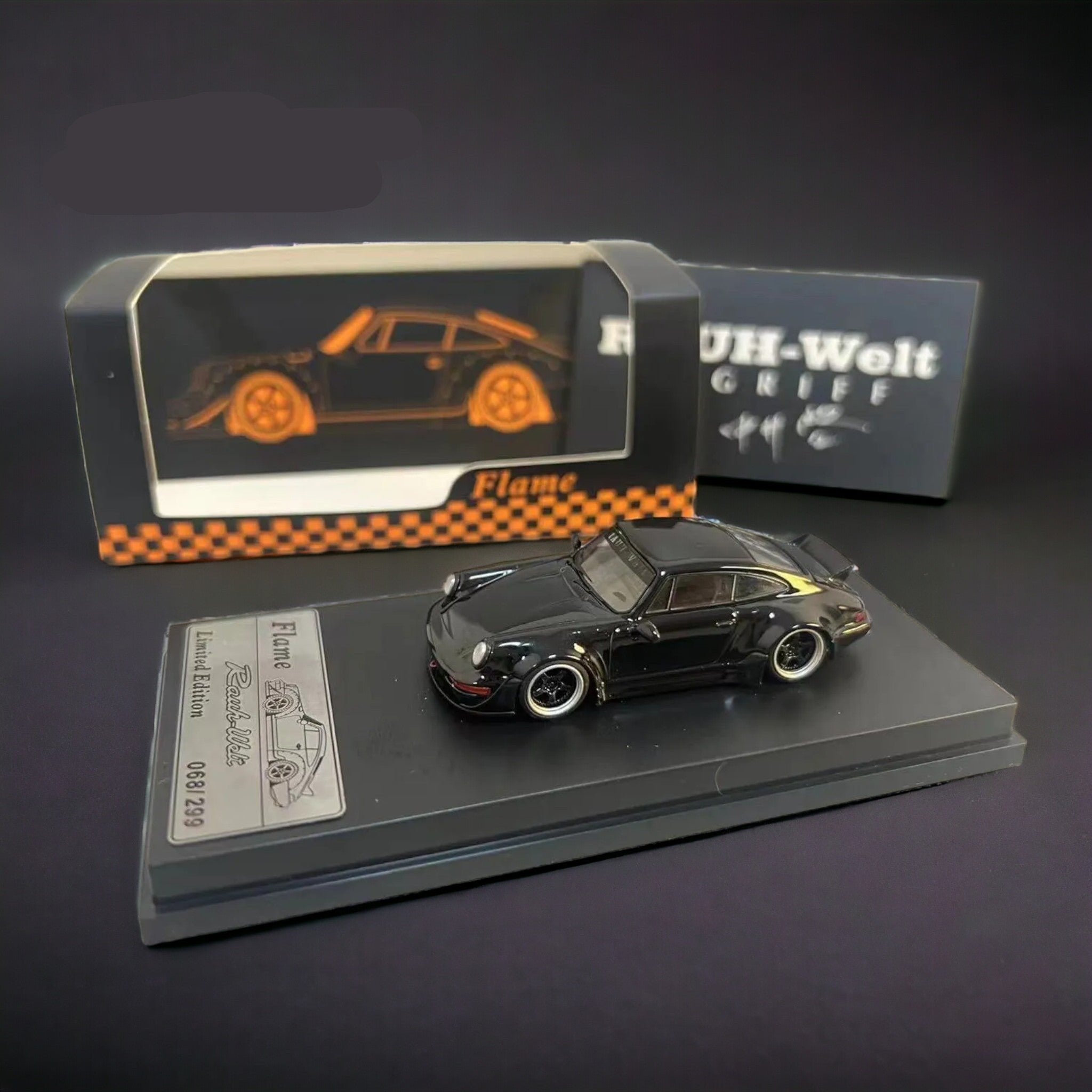 Porsche 964 RWB Ducktail in Gloss Black 1:64 by Flame – Big Boy Toys