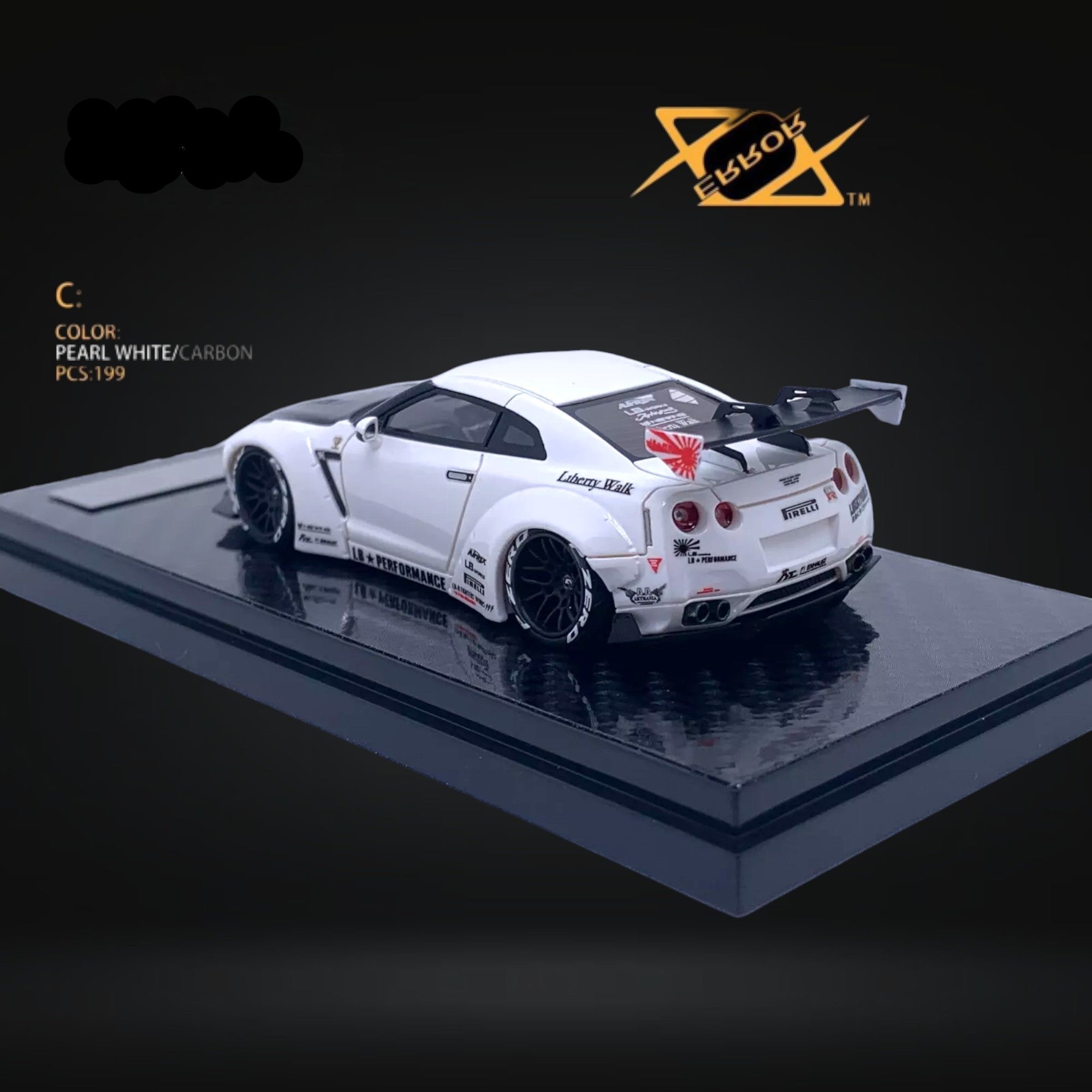 Nissan Skyline GT-R R35 Pearl White Carbon Hood 1:64 by