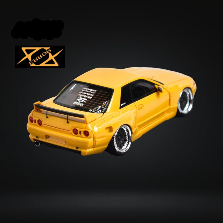 Nissan Skyline R32 Pandem Rocket Bunny Widebody Modified ORANGE YELLOW 1:64 by Error404 Rear View