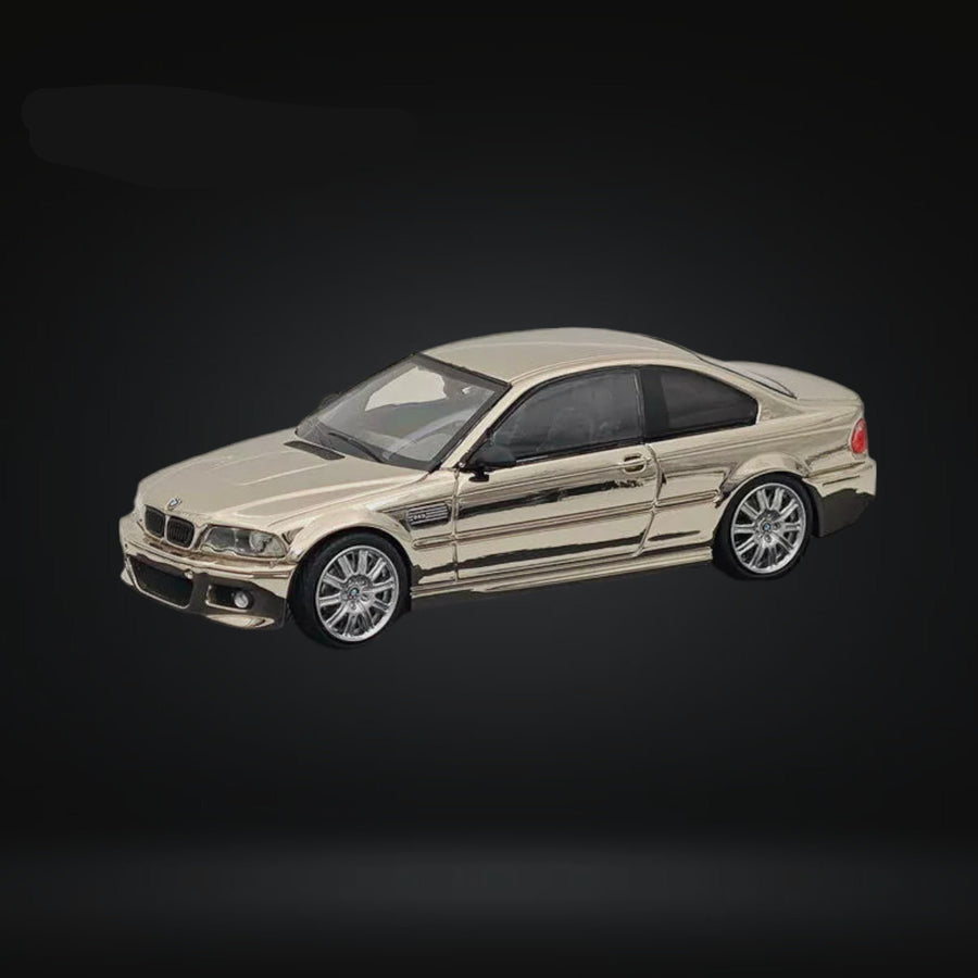 BMW E46 M3 Chrome Silver with original wheel 1:64 Diecast by Stance Hunters