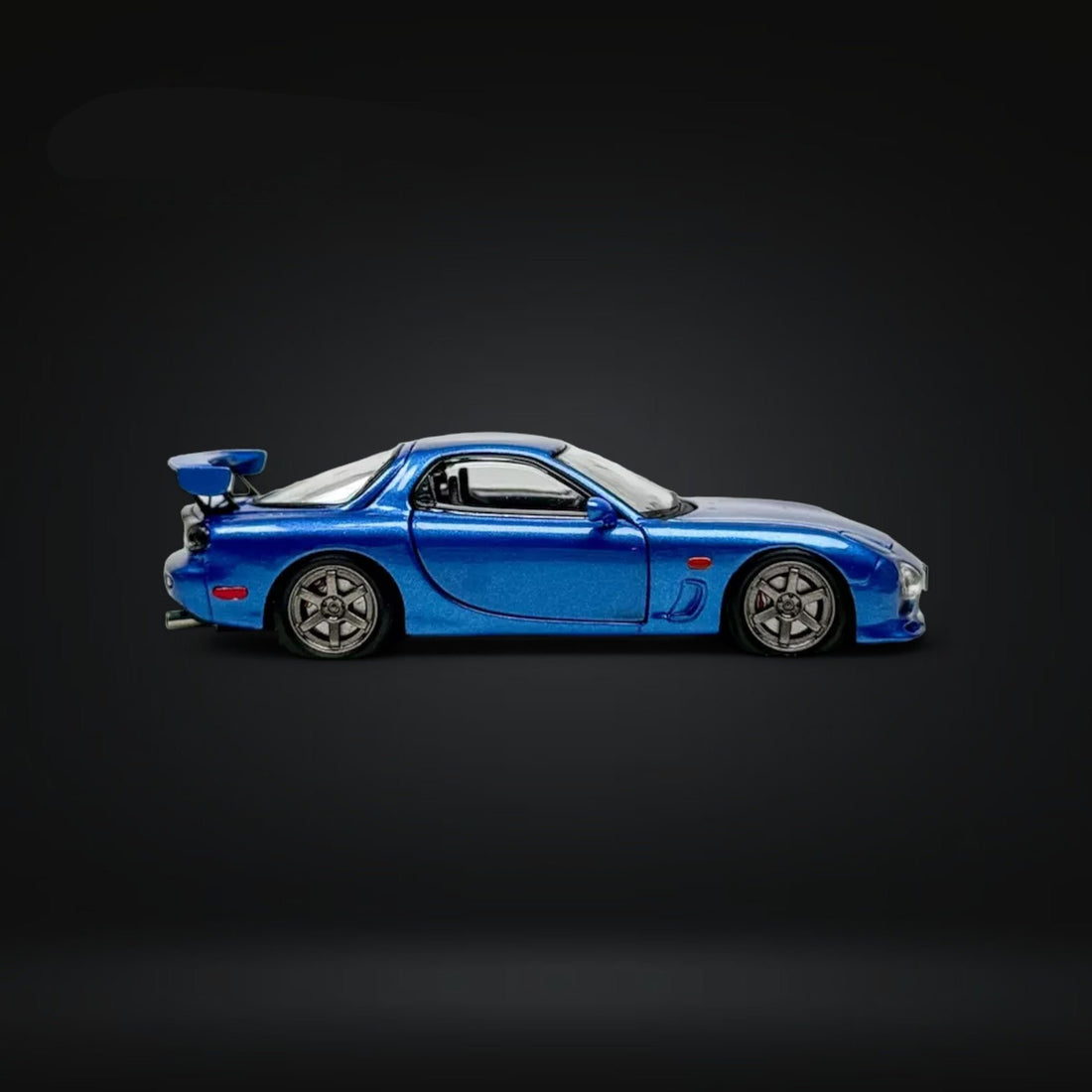 Mazda RX-7 FD3S Metallic Blue Fully Openeable Luxury Base 1:64 by PGM Side View