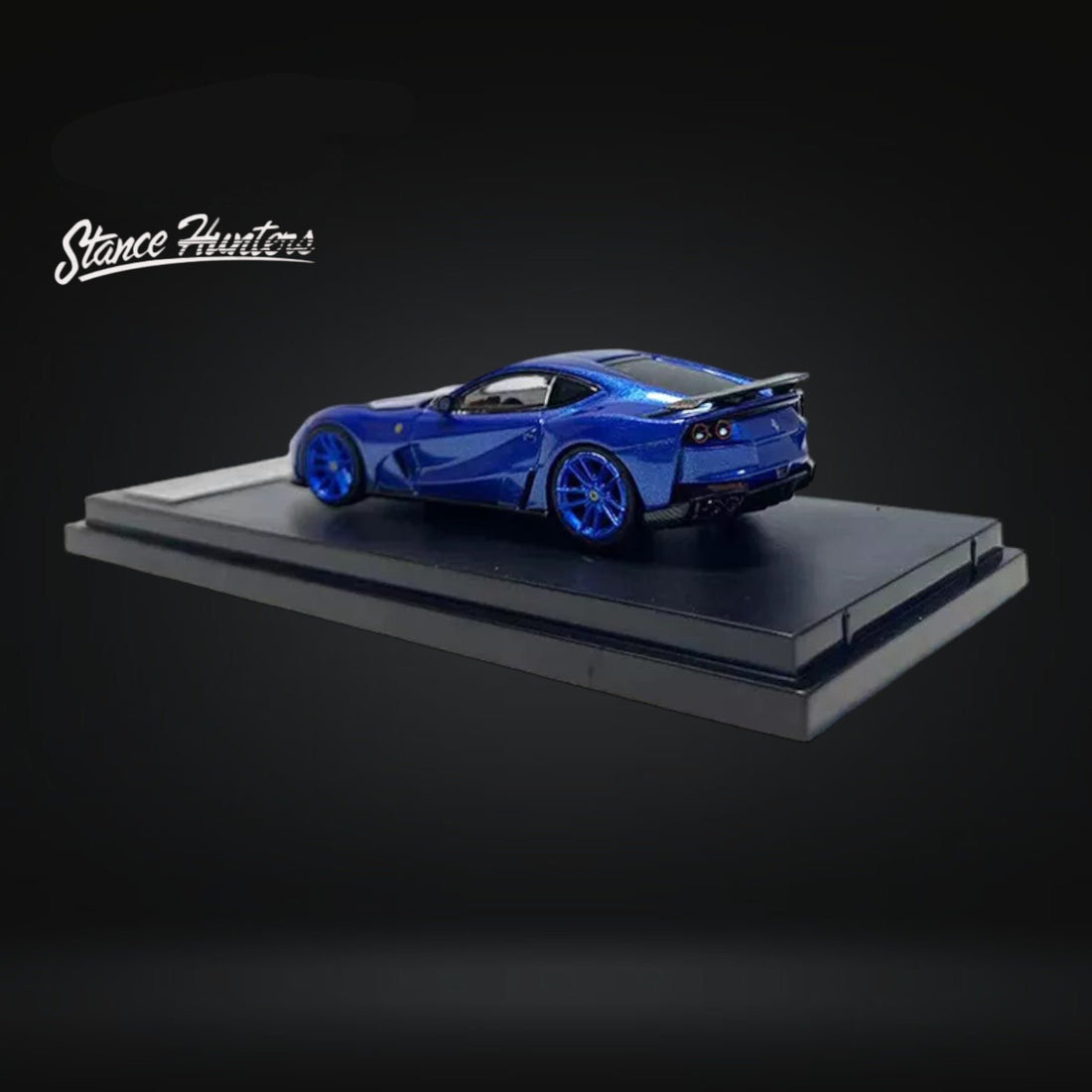 Ferrari Novitec 812 N-Largo Metallic Blue 1:64 by Stance Hunters Mounted Rear View