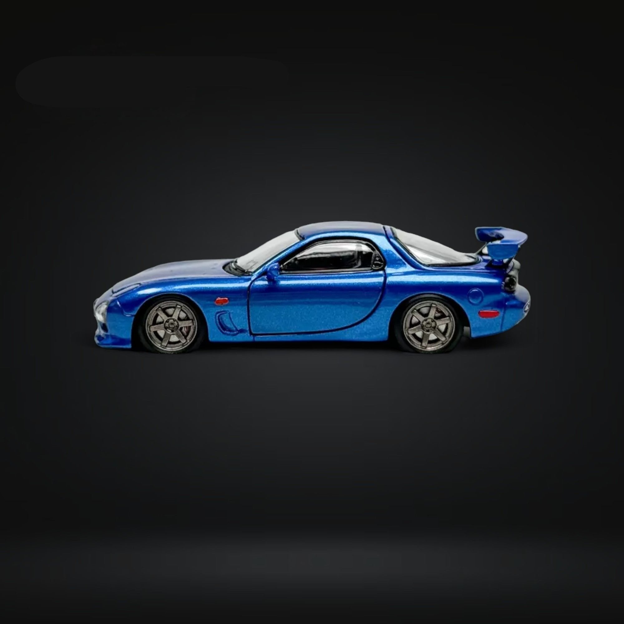 Mazda RX-7 FD3S Metallic Blue Fully Openeable Luxury Base 1:64 by PGM Driver Side Angle View 2