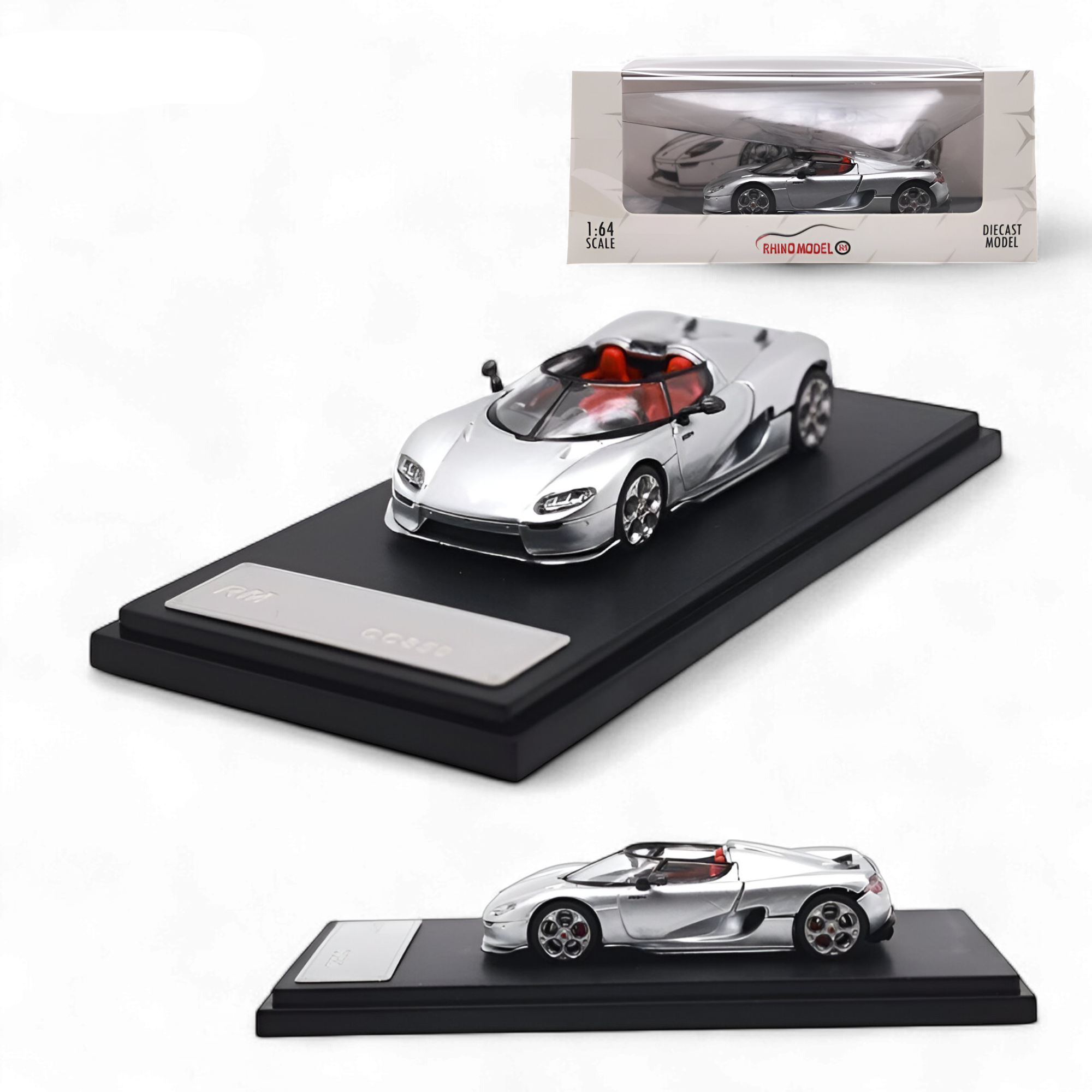 Koenigsegg CC850 With Magnetic Engine Cover - Silver 1:64 by Rhino Model RM 