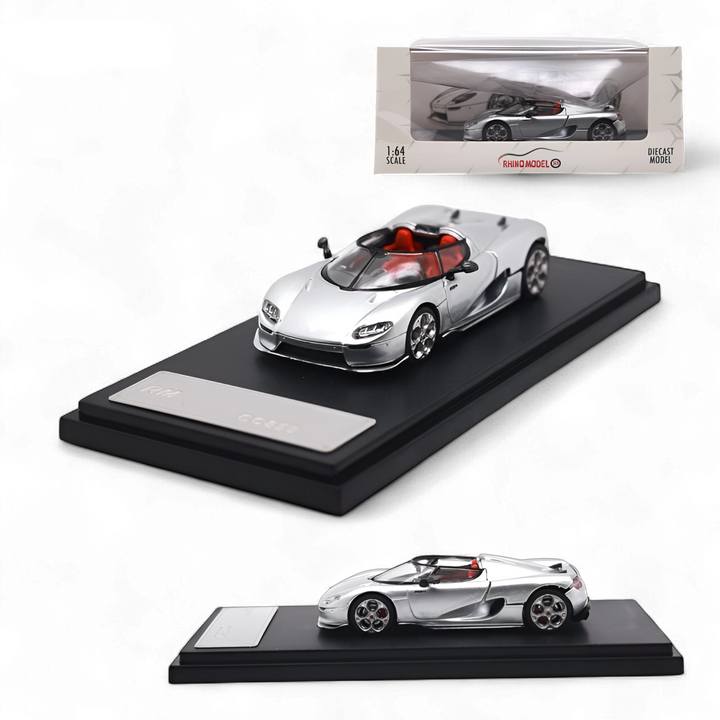 Koenigsegg CC850 With Magnetic Engine Cover - Silver 1:64 by Rhino Model RM 