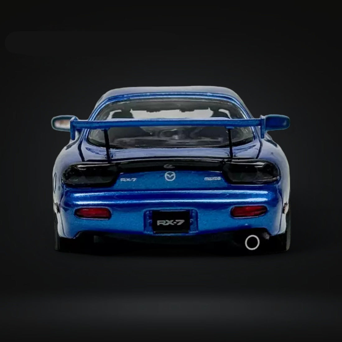 Mazda RX-7 FD3S Metallic Blue Fully Openeable Standard Base 1:64 by PGM Rear View