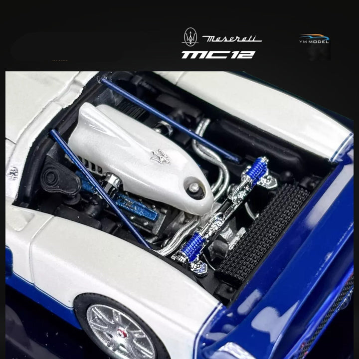 Maserati MC12 Stradale 2-Tone Blue / White Limited to 499 Pcs 1:64 by YM Model Engine View