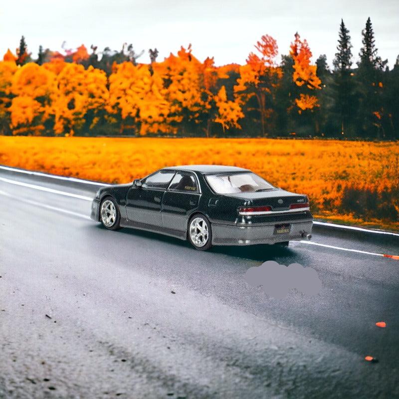 Toyota Mark II JZX100 Dark Green Metallic 1:64 by Tarmac Works Global64 VERTEX T64G-024-GR Rear View