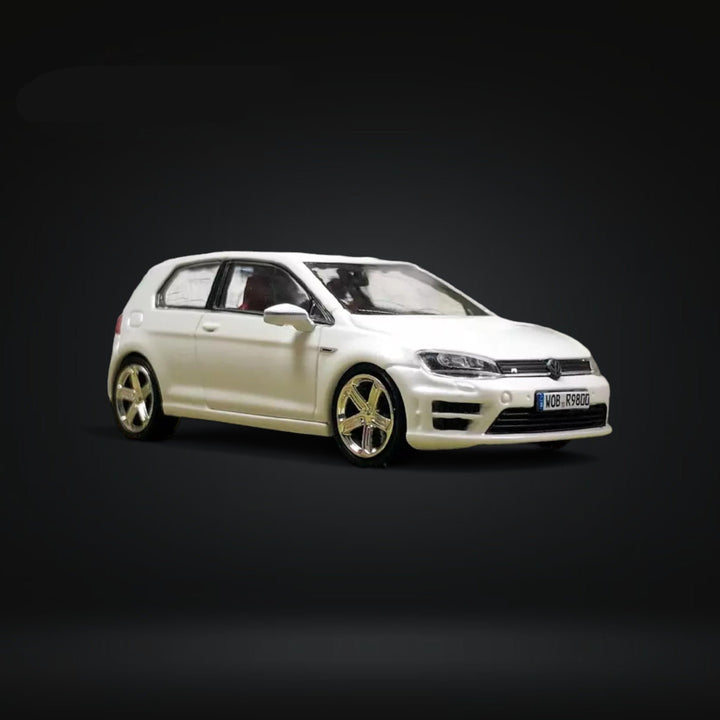 Volkswagen VW Golf R in Pearl White 1:64 by Zoom Angled Front View