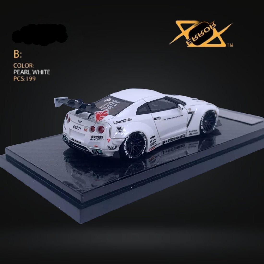 Nissan Skyline GT-R R35 Pearl White 1:64 by Error404 LB-Works Rear View