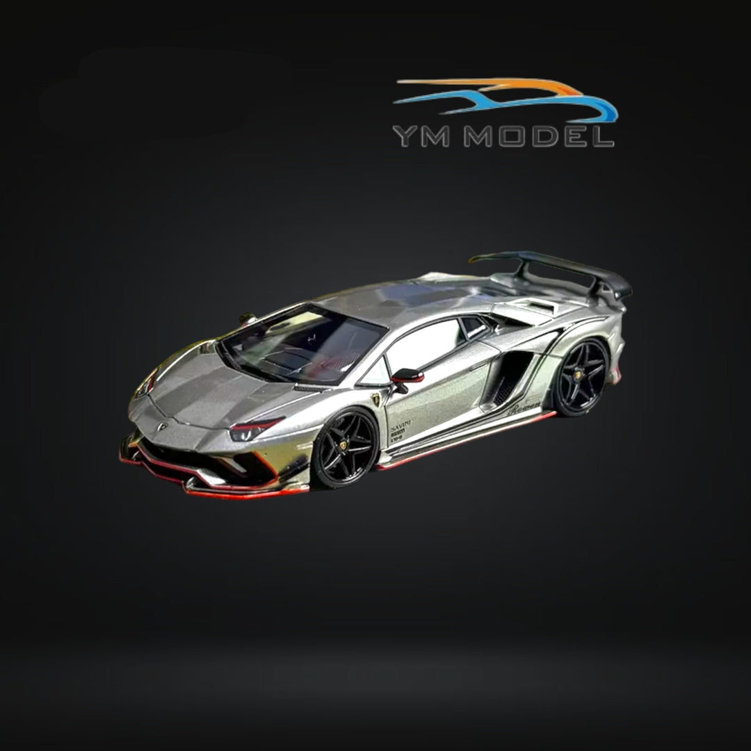 Lamborghini Aventador S Rowen Silver & Red Line 1:64 by YM Model