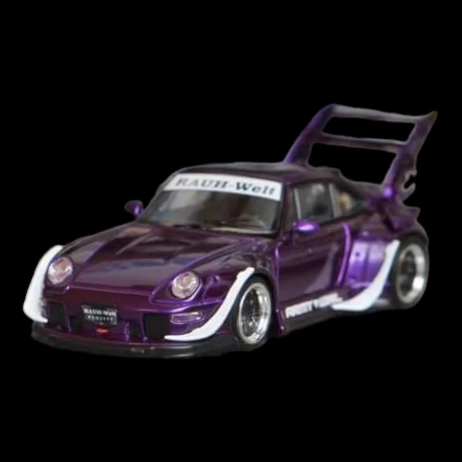 Porsche RWB 993 PURPLE ARMY GIRL GT HIGH WING 1:64 by Street Weapon