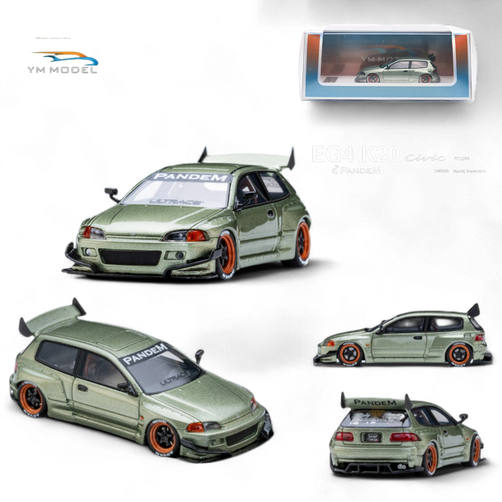 Honda Civic Pandem EG4 K20 Modified Bronze Green 1:64 Limited to 399 PCS by YM Model 