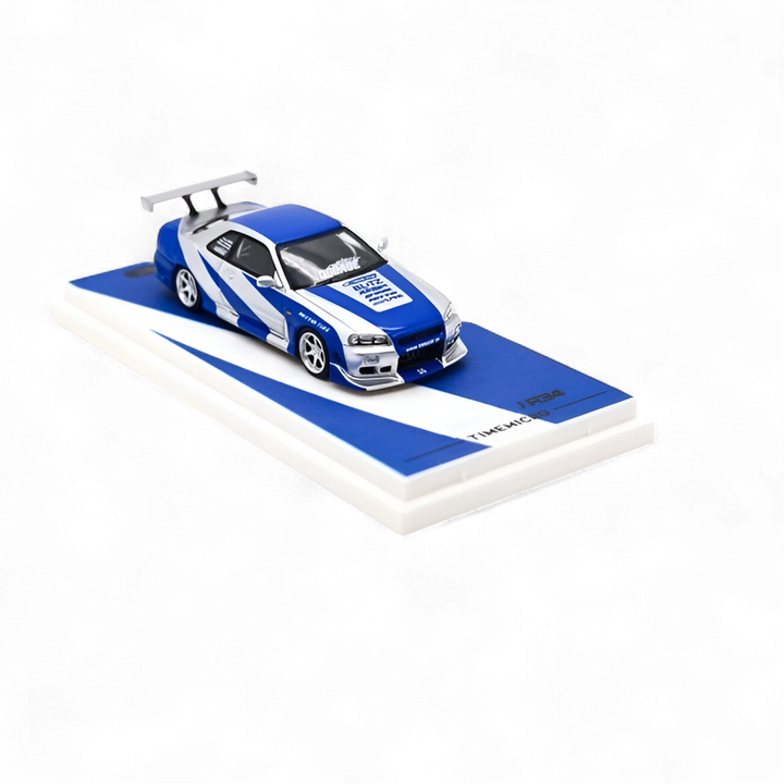 Nissan Skyline GT-R R34 Blue Silver 1:64 by TimeMicro 2