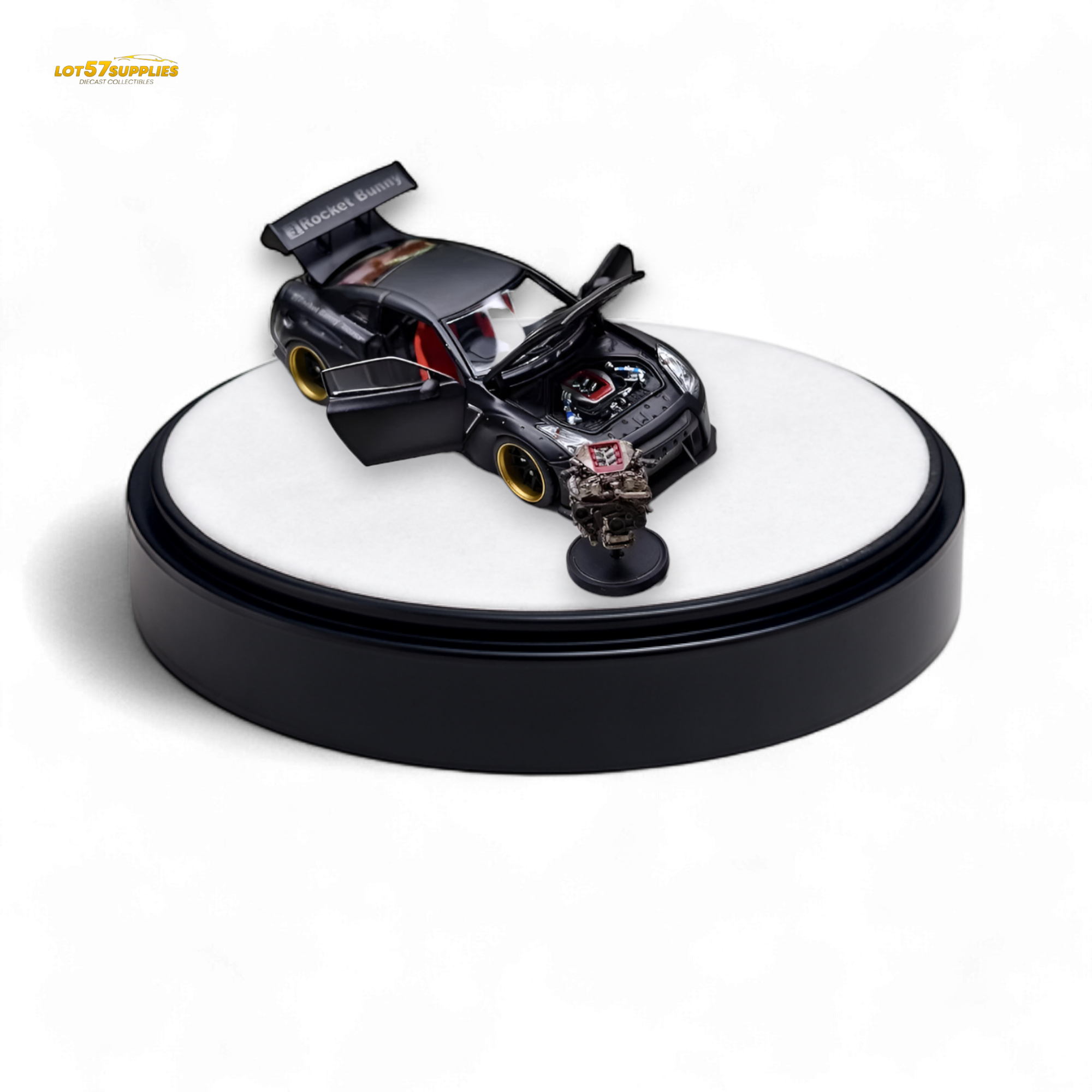 Nissan Rocket Bunny R35 - Versión de lujo en negro mate 1:64 de PGM