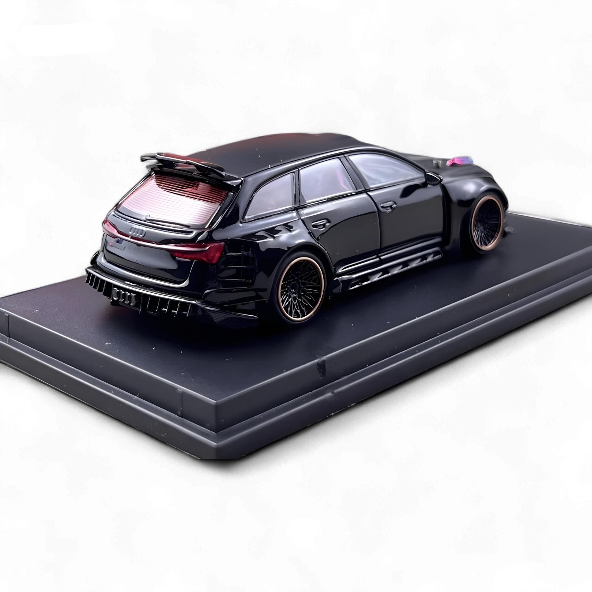 Audi Modified RS6 Wagon Metallic Black - Engine & Openable Hood 1:64 by DCM 3