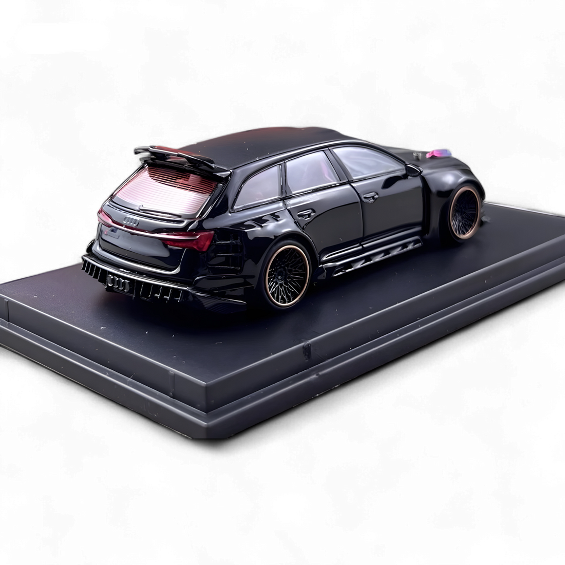 Audi Modified RS6 Wagon Metallic Black - Engine & Openable Hood 1:64 by DCM 3