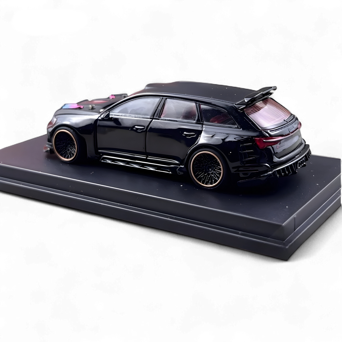 Audi Modified RS6 Wagon Metallic Black - Engine & Openable Hood 1:64 by DCM 4