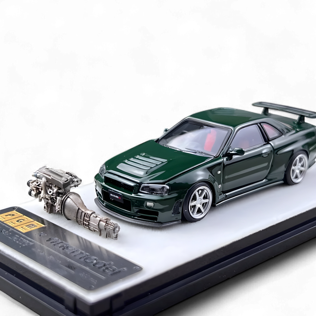 Nissan GTR R34 Z-TUNE - British Green Ordinary 1:64 Diecast Model
