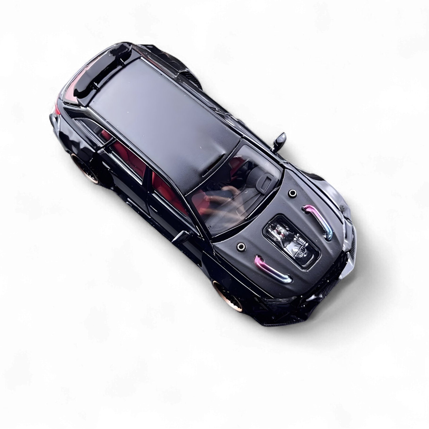 Audi Modified RS6 Wagon Metallic Black - Engine & Openable Hood 1:64 by DCM 5